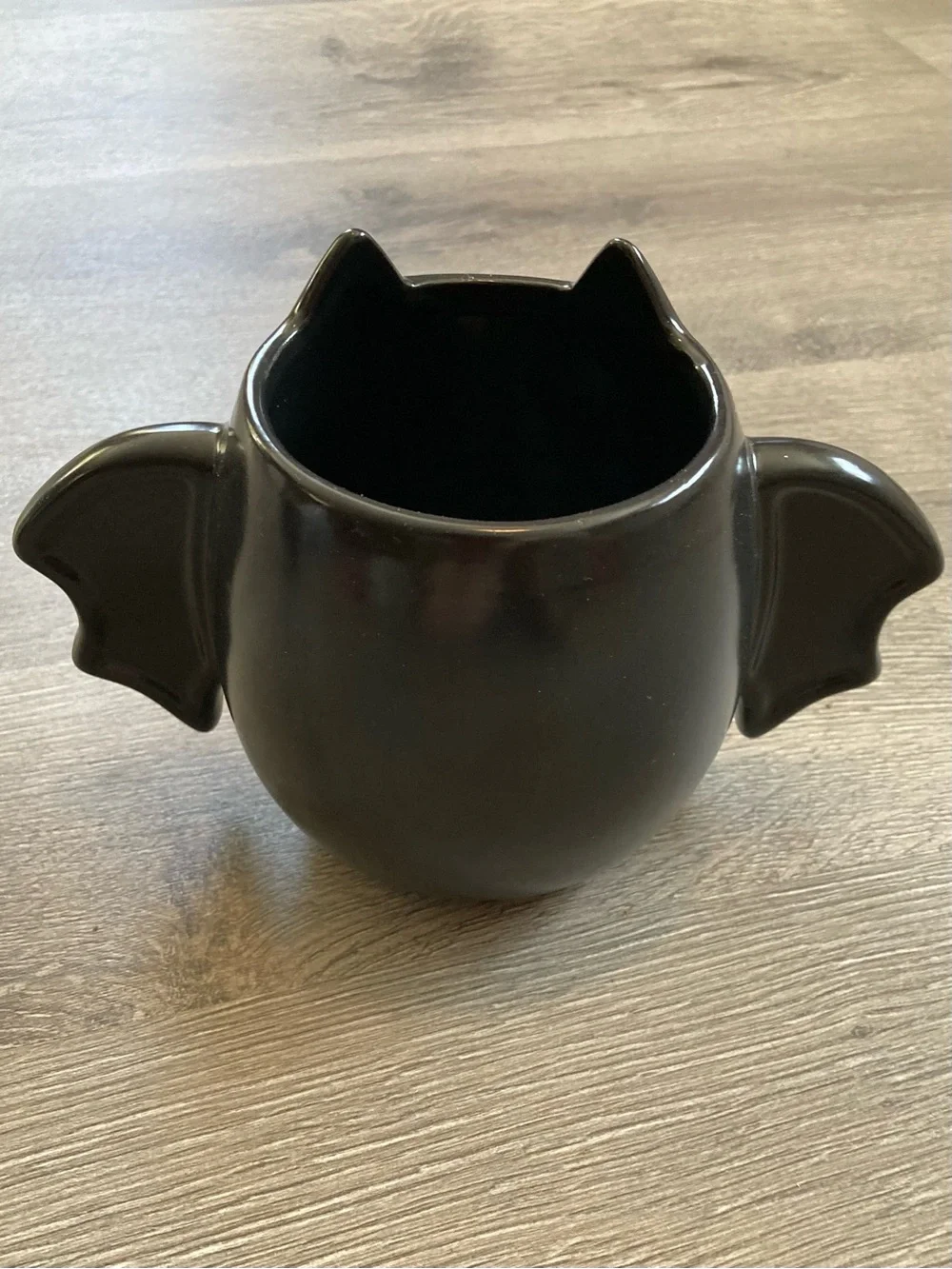 Black Ceramic Bat Two Handled Mug